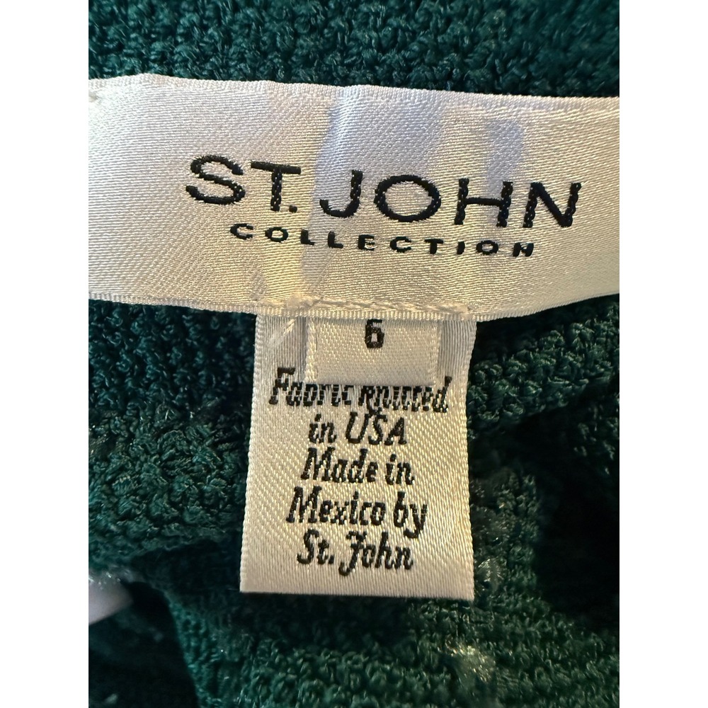 St John green Textured Fringe Jacket Blazer 6 boho classic wool preppy academia - Picture 5 of 8